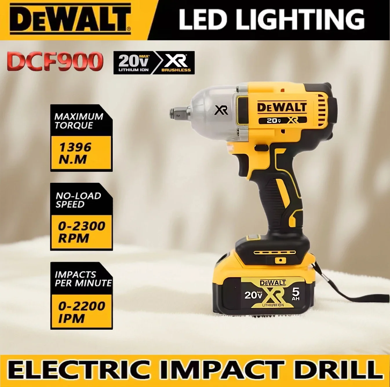 

NEW DEWALT DCF9001/2-inch brushless cordless high torque impact wrench with quality assurance,popular DEWALT 20V battery charger