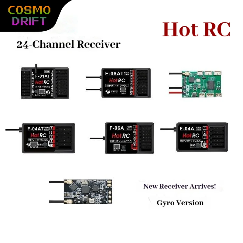 

Приемник HOTRC F-04A F-05A F-06A F-08A для радиоуправляемого автомобиля, лодки, модели самолета, совместимого с радиосистемой с пультом дистанционного управления HT-6A