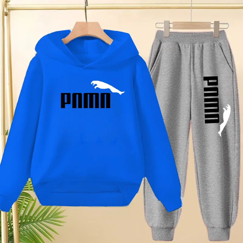 Children 3-12Yrs Pullover Casual Coat Top Jogging Set Charming Tracksuits Letter Hoodie Sweatshirt+Pants Boys Girls Kids clothes