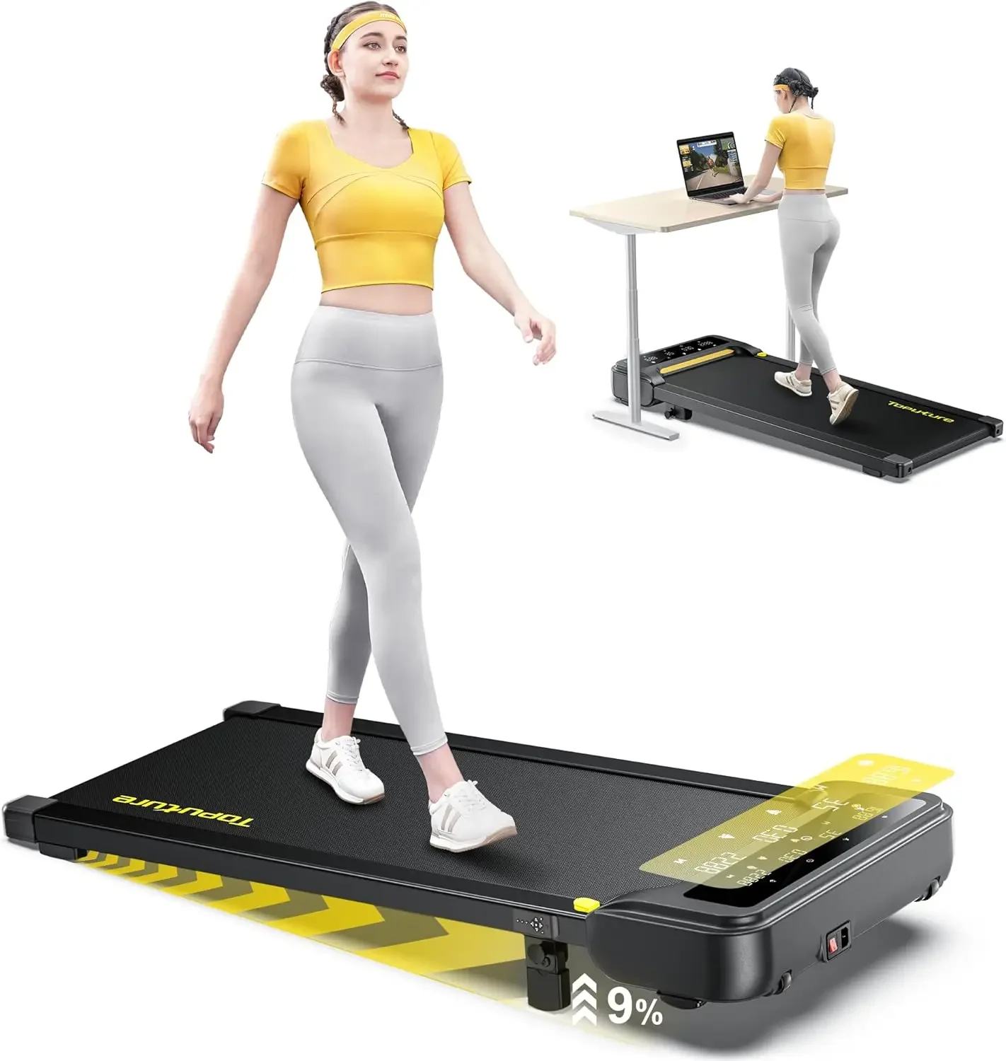 

Walking Pad with Incline, Under Desk Treadmill, Portable Treadmills for Home/Office, 2.5HP Walking Jogging Running Machine