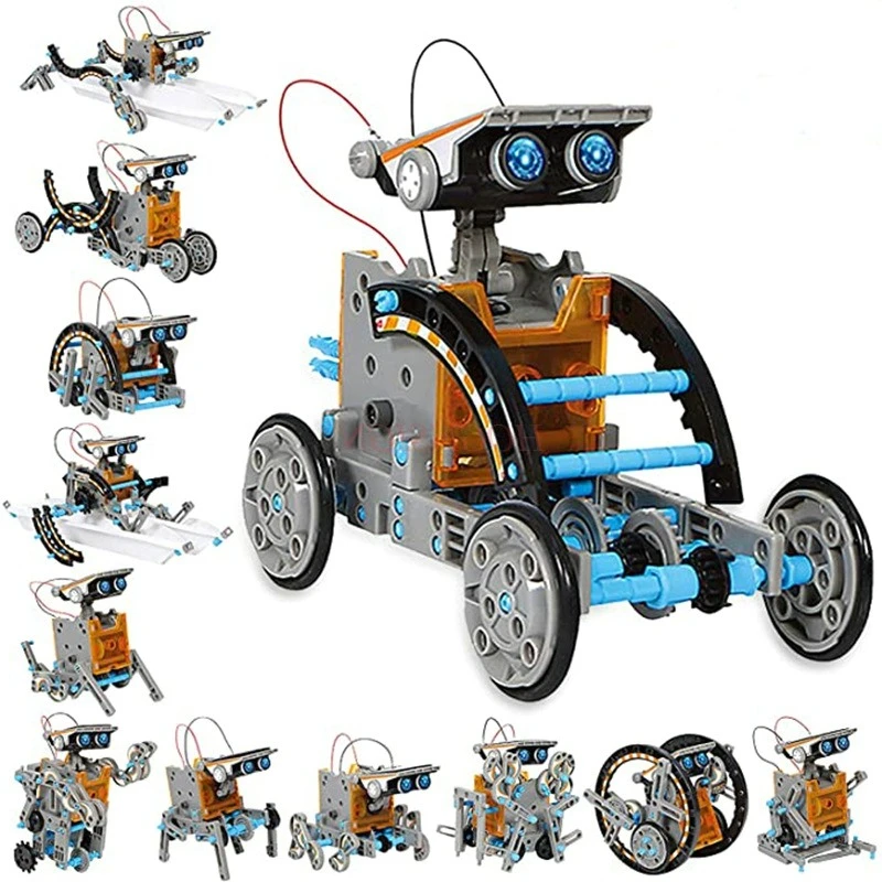 12-in-1 Education Solar Robot Toys -190 Pieces DIY Building Science Experiment Kit for Kids Aged 8-10 and Older,Solar Powered B