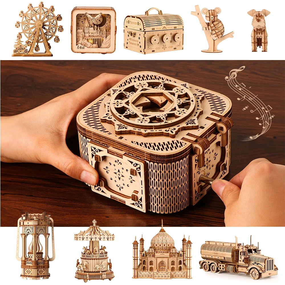 3D Wooden Puzzle Building Block Kits, Model Desk Decoration, Brinquedos Educativos, Jigsaw Craft, 3D World, Presentes de aniversário para crianças e adultos