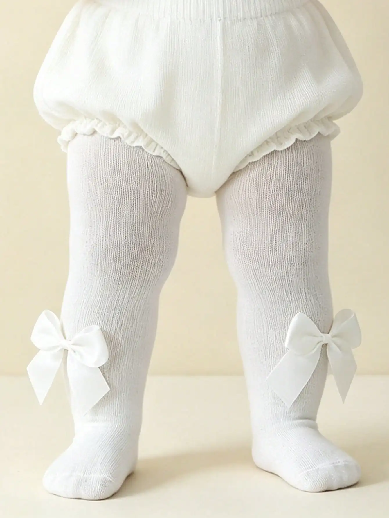 1Pc Baby Girls Solid Knit Tights Side Satin Bow Soft All Season Princess Daily Outdoor Dress Matching Pantyhose Leggings 0-14Y