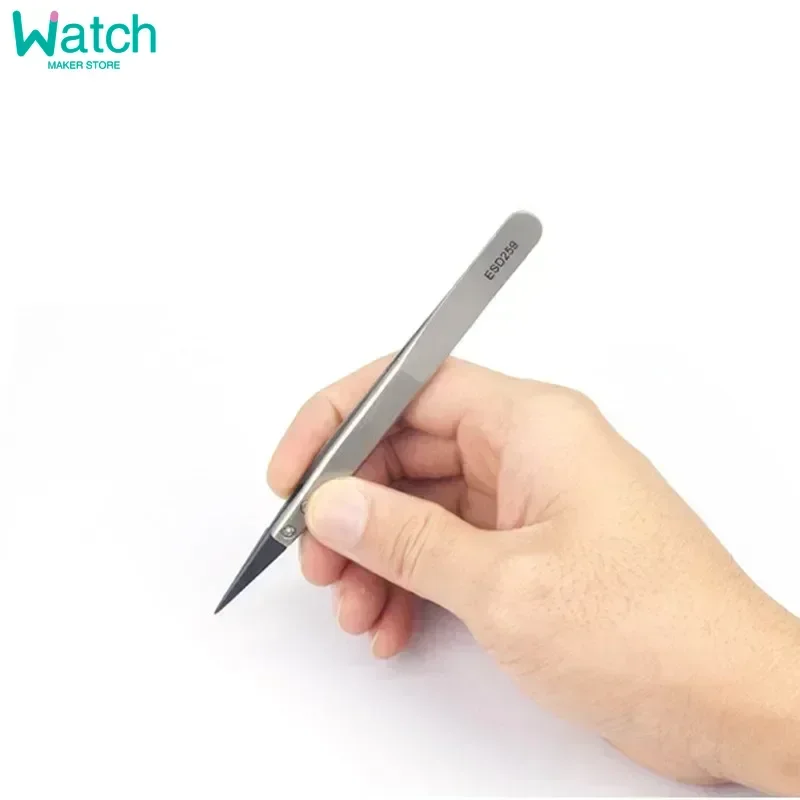 1/2 // 5 قطعة ساعة الأيدي تركيب العمل الملقط مستقيم الكوع مقبض الفولاذ الاستاتيكيه ملاقط بلاستيكية ESD-259A ESD-7A