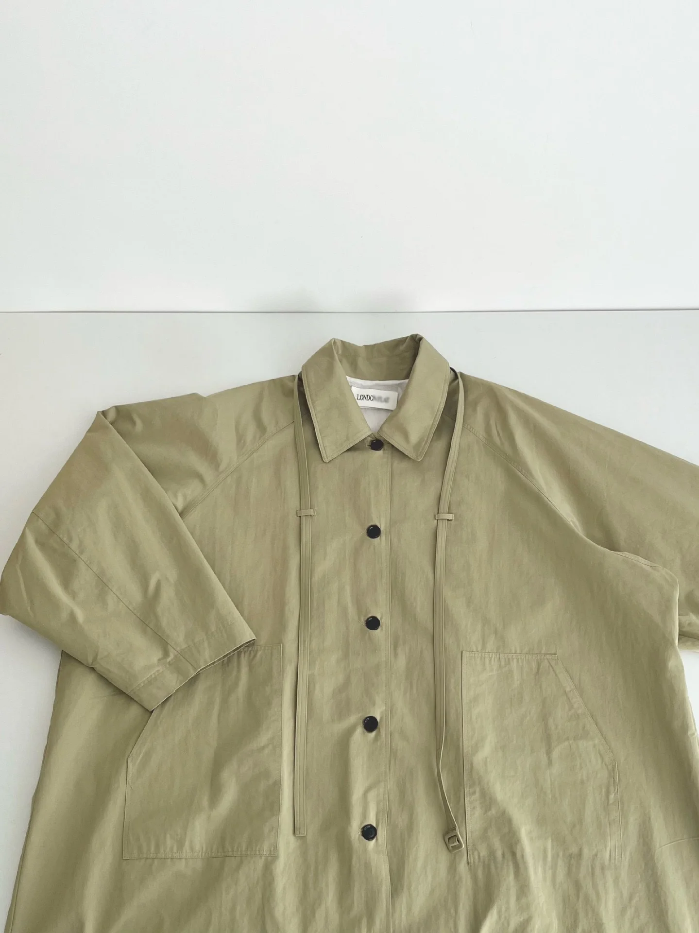 Loose Long Coat with Thin Waist Belt Spring New Design Women's Busin Casual Sle Pure Color  Collar Single Button