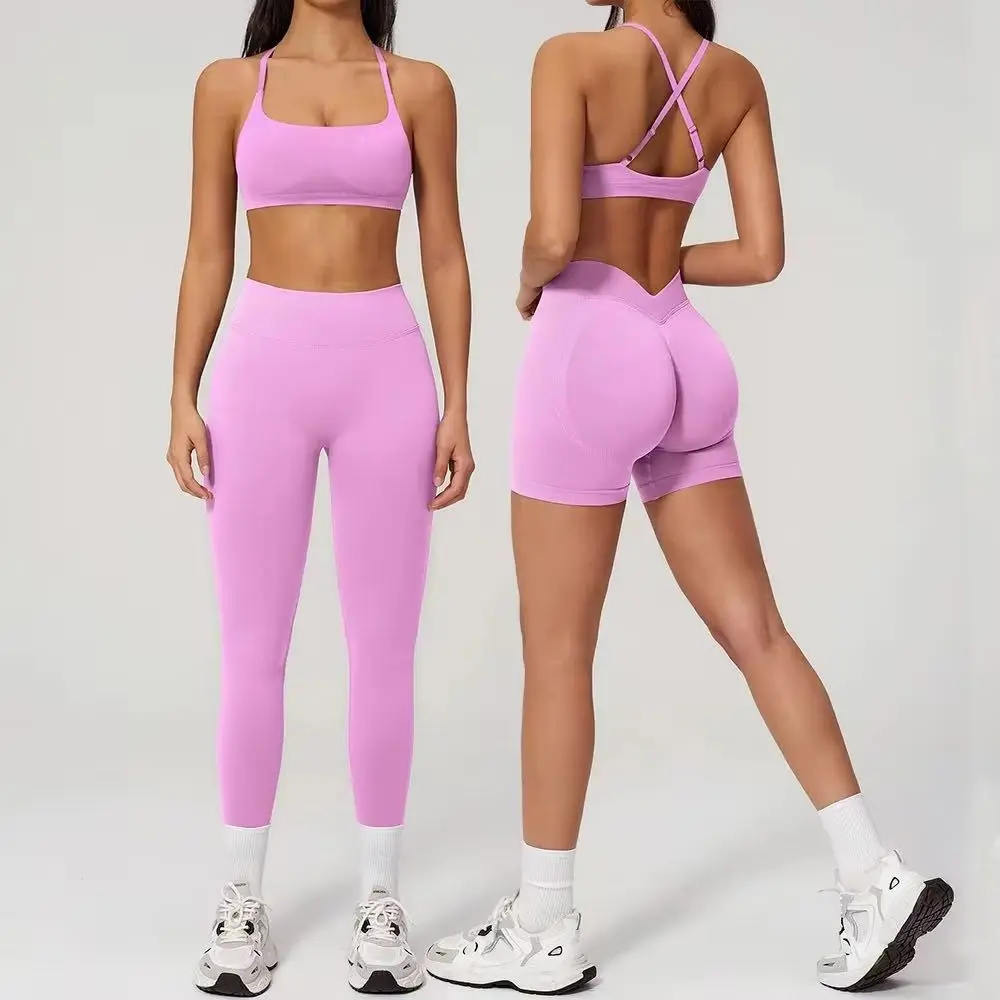 

Seamless Sportswear 2PCS Sports Set Women Set Fitness Outfits Shockproof Running Leggings Yoga Suit Beautiful Back Bra Clothing