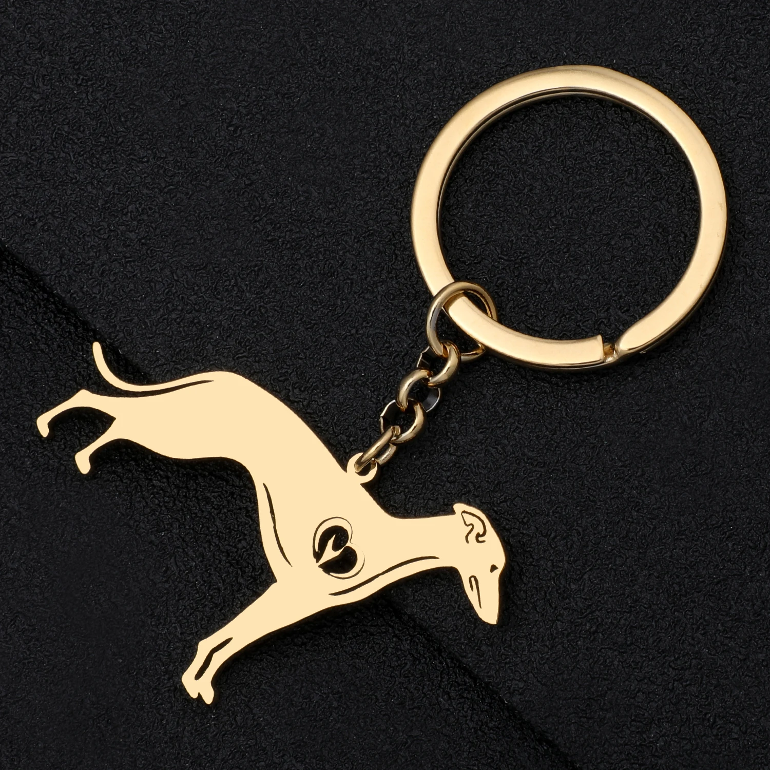 Bonsny Stainless Steel Gold-plated Whippets Dog Keychains Keyring Animal Pet Key Chain For Women Girls Fashion Jewelry