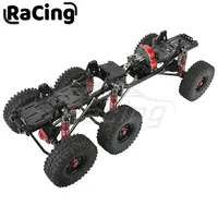 Metal Alloy Upgraded 6x6 RC Car Chassis Frame with 2 Front Steering Axles Gearbox DIY for Axial SCX10 1/10 RC Crawler Car Parts