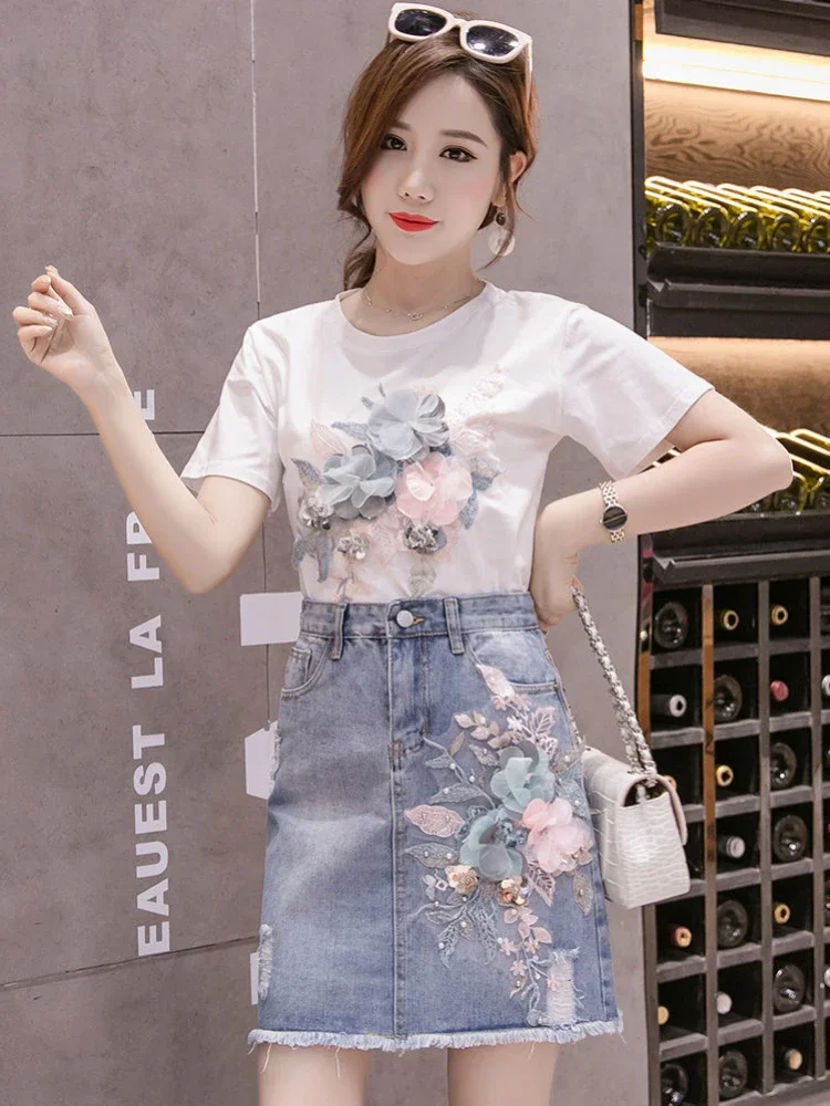 

Cute High Waist Zipper Woman Denim Skirt Ripped Kawaii Jeans Skirts for Women Midi Vintage Korean Fashion Summer 2024 V Cheap