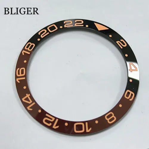 Neuer Slope Schwarz Grau 38 mm * 30,6 mm Hochwertiger Keramik-/Legierungs-Lünetteneinsatz passend für 40 mm NH35 NH34 GMT Automatikuhr