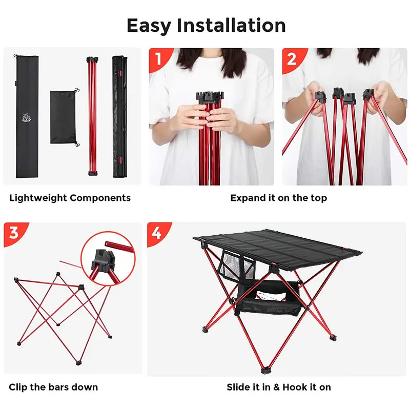 Portable Foldable Table Camping Outdoor Furniture Tables +Storage Pocket Picnic Aluminium Alloy Ultra Light Folding Desk