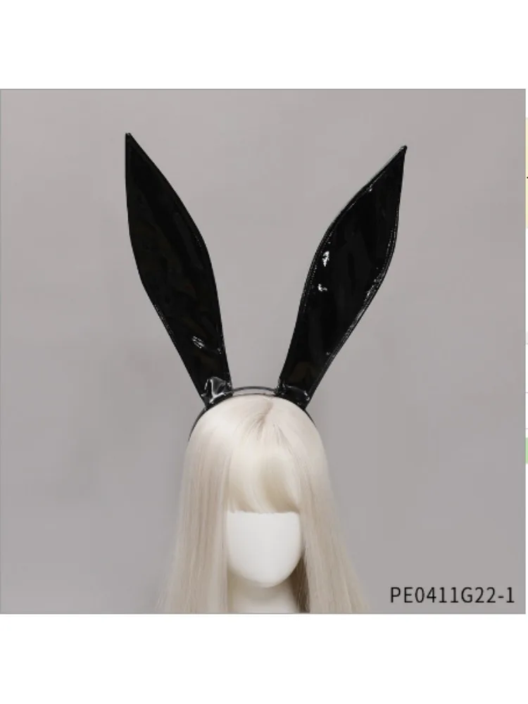 

PESENAR One outfit cute black bunny ears Leather girl pointy ears Party party Halloween wear with cute birthday photo shoot