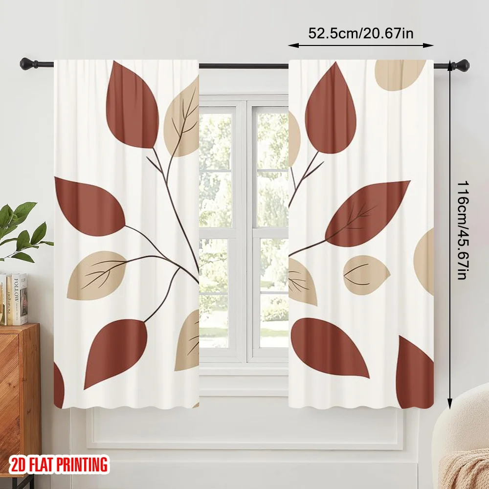2pcs,2D plane printing Curtains Roller Blinds Autumn Leaves Polyester (without rod) Festive Use for Living Room, Office,