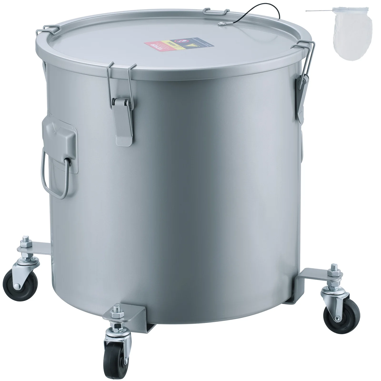 SucceBuy 8/10/16 Gallon Fryer Grease Bucket Oil Disposal Caddy with Caster Base Rust-Proof Coating Oil Transport Container With Lid