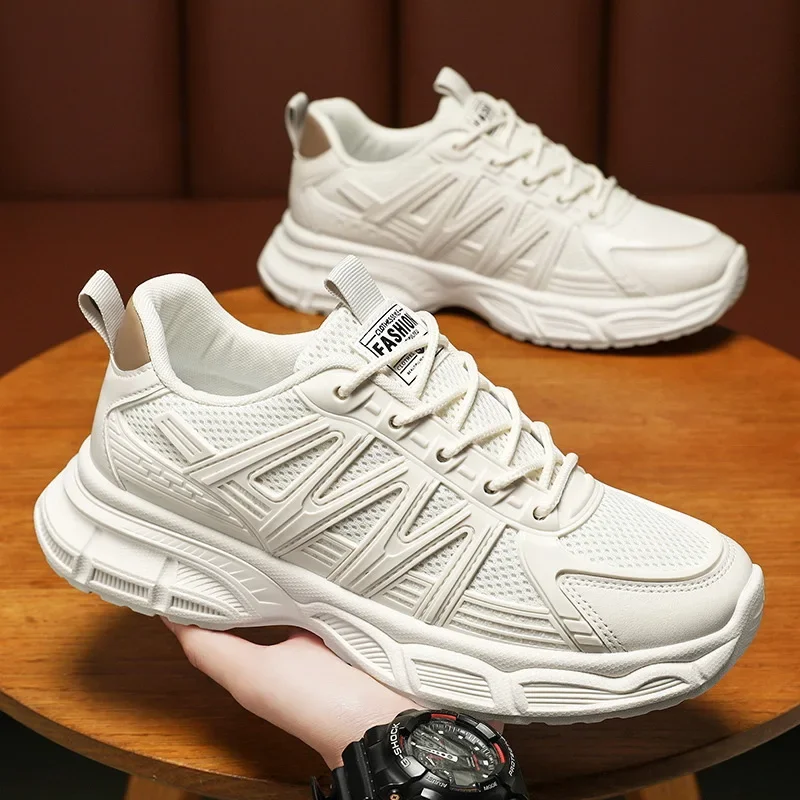 2025 Men's Sneakers White Running Shoes Breathable Mesh Men Sports Shoes Platform Heighten Man Casual Shoe Zapatillas De Deporte