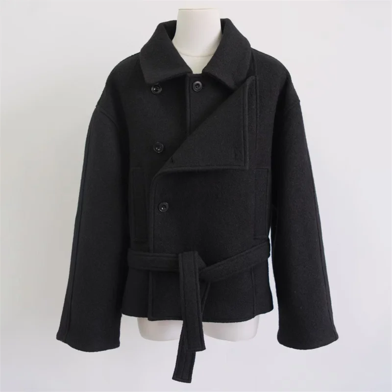 

Women's jacket New asymmetrical slim fit women's coat for winter 2025 Sheep camel wool blended woolen coat y2k Casual outerwears