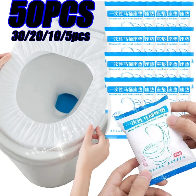 

Disposable Toilet Seat Cover Waterproof Non-woven Travel Hotel Bathroom Protective Mat Single Packaging Seat Cushion Accessories