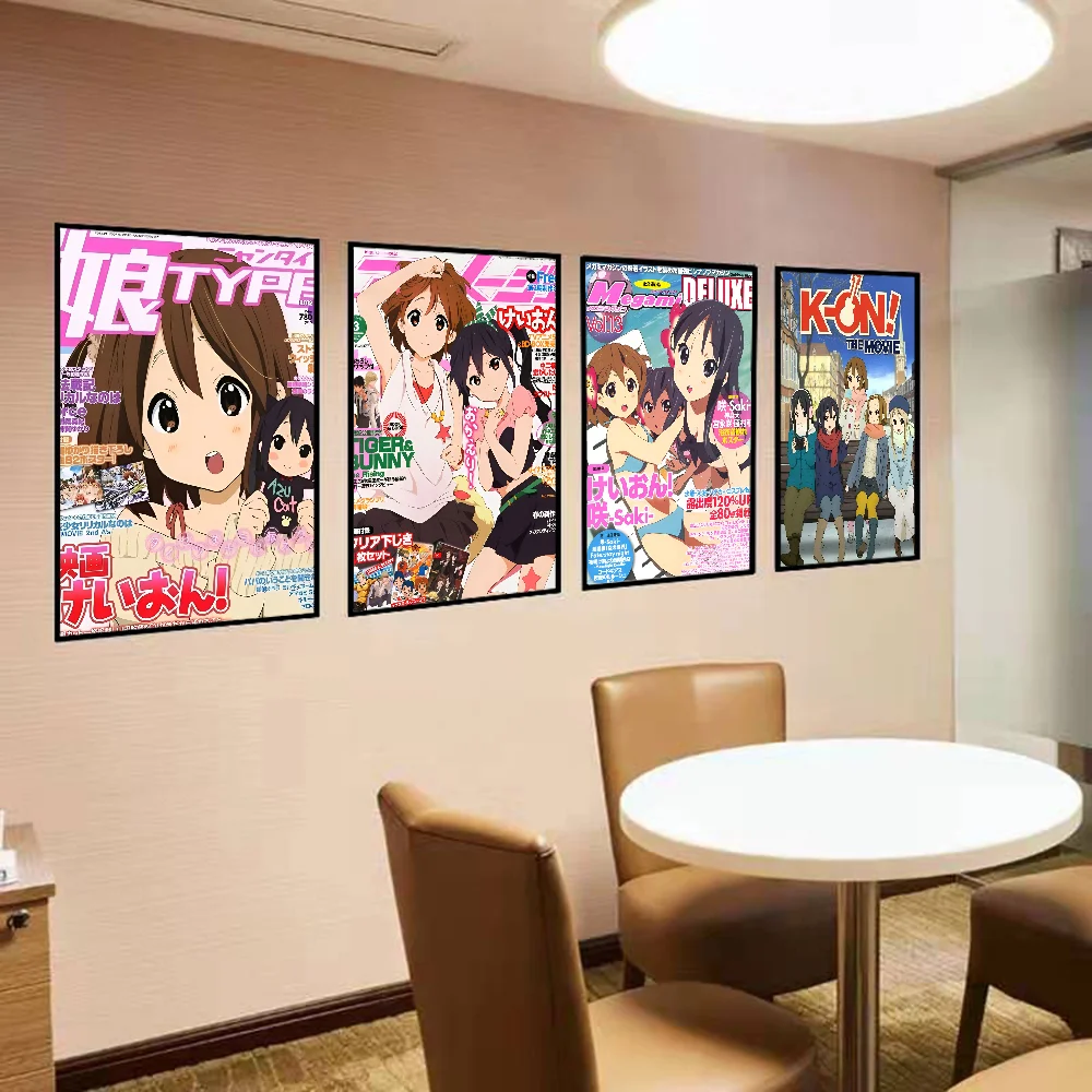 K-On Anime  Self-adhesive Art Poster Retro Kraft Paper Sticker DIY Room Bar Cafe Vintage Decorative Painting