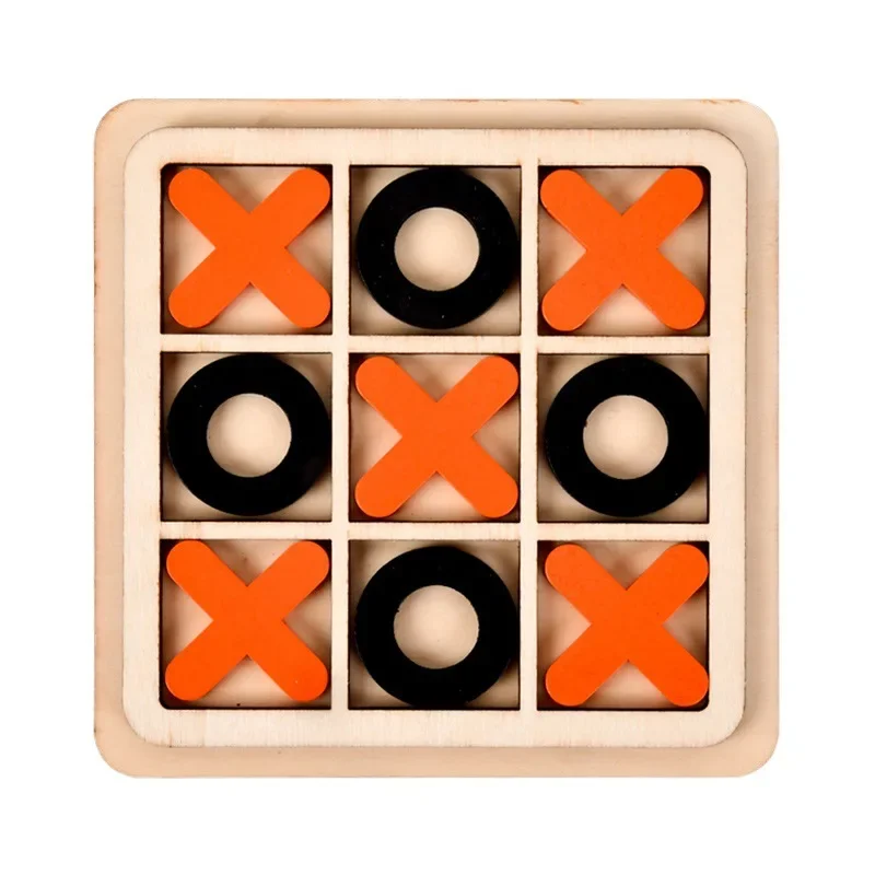 Parent-Child Interaction Wooden Board Game XO Tic Tac Toe Chess Funny Developing Intelligent Educational Toy Puzzles