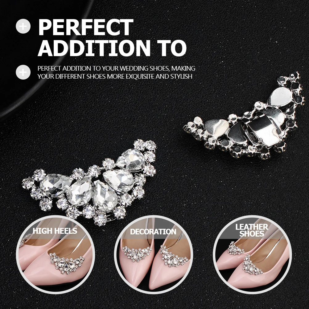 

1Pair Water Drill Shoe Decorations Detachable Rhinestone Buckles Bridal Wedding Shoe Clips Elegant Lightweight Stylish