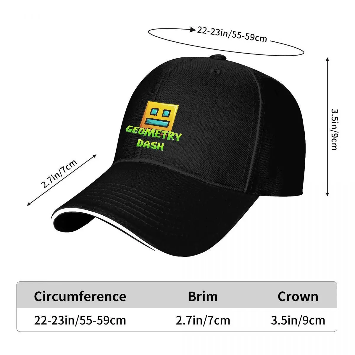 Geometry Dash Print Baseball Cap Unisex Breathable Adjustable Gamer Casual Hat