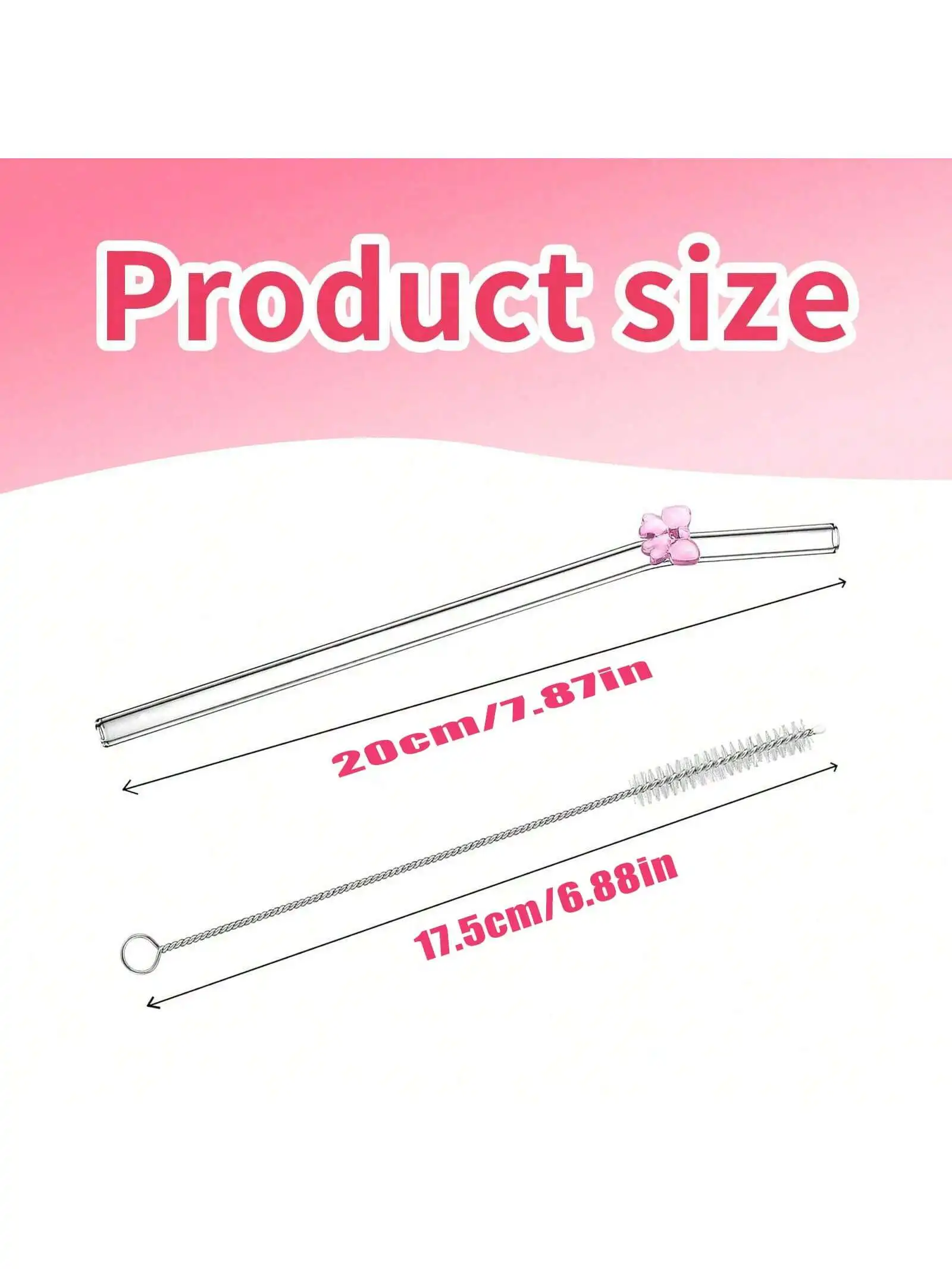 7PCS Reusable bow Glass Straws, Cute Bow Glass Straw with  Cleaning Brush for Coffee Lover, Smoothies, Frozen Drinks, Tea, Juice