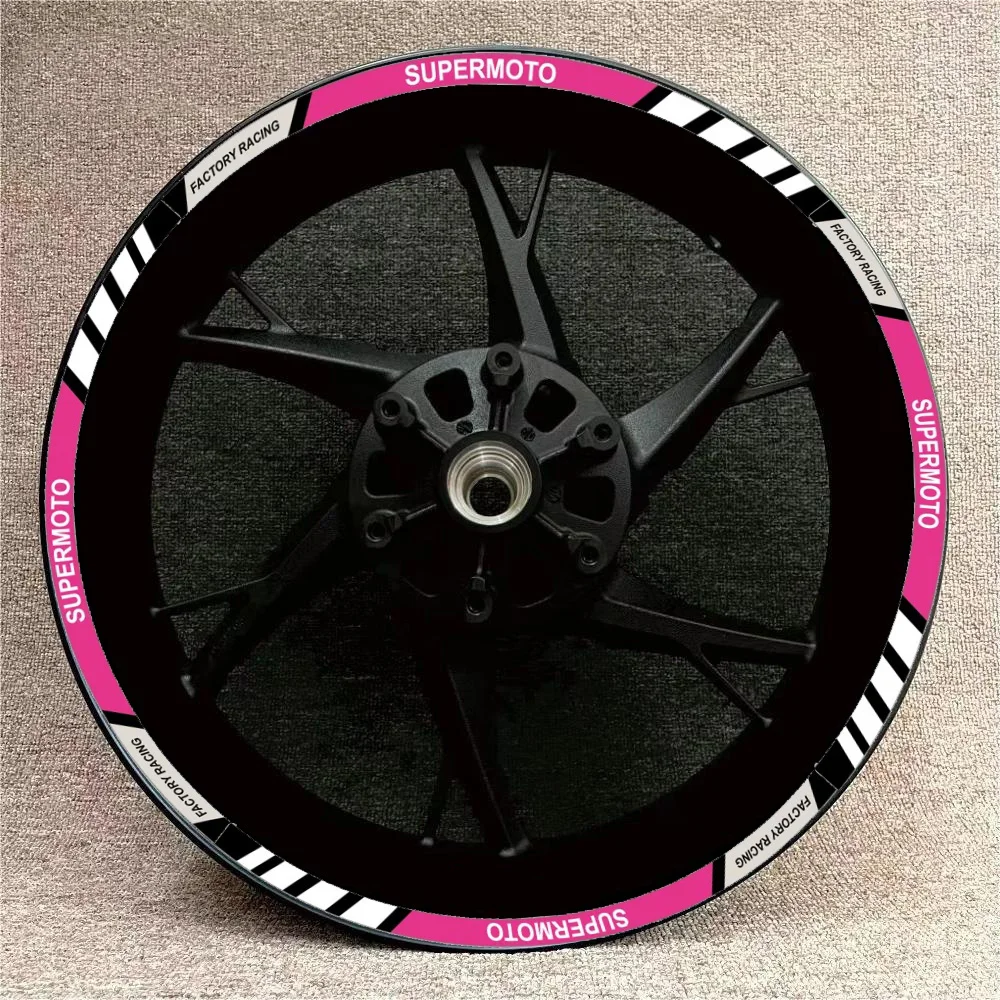 Supermoto Reflective Motorcycle Wheel Sticker Rim Hub Tape Decals 10'12'17' Decoration for Vespa Yamaha Accessories Universal