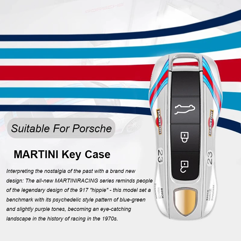 

For Porsche Panamera Cayenne Macan 718 Cayman Boxster 911 Taycan Car Martini Key Case Protective Shell Remote Control Fob Cover