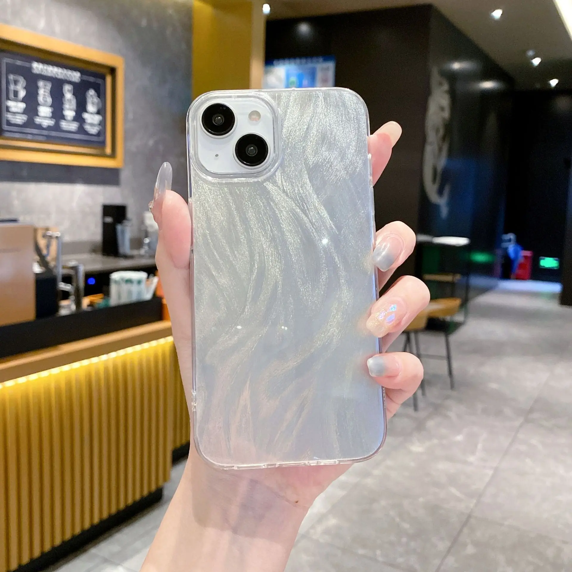 حافظة من الريش الراقية لهواتف Apple، طراز Ins، حافظة واقية ذات غلاف صلب فضي #6