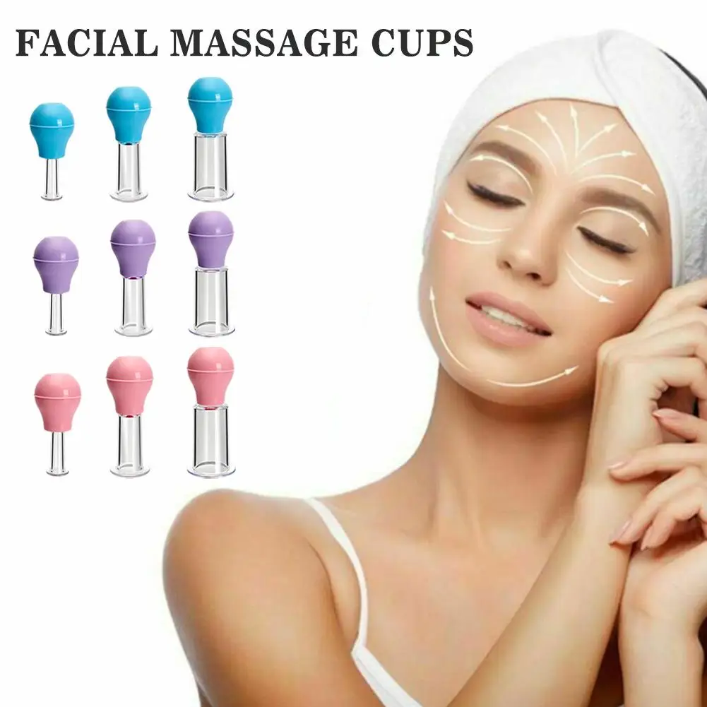 Silikonowe kubki do masażu twarzy Gumowe bańki próżniowe Cellulit Jar Cups Pvc Face Skin Massager Anti Body Lifting Skin Scrapin U2S7