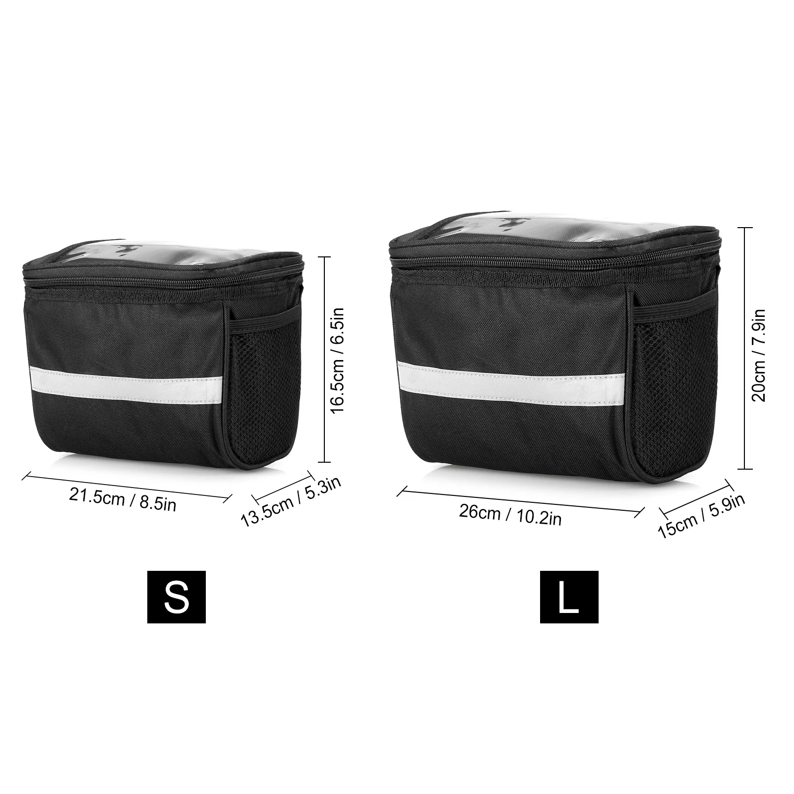 Cycle Bike Bicycle Insulated Front Bag MTB Bike Handlebar Bag Basket Pannier Cooler Bag with Reflective Strip 600D