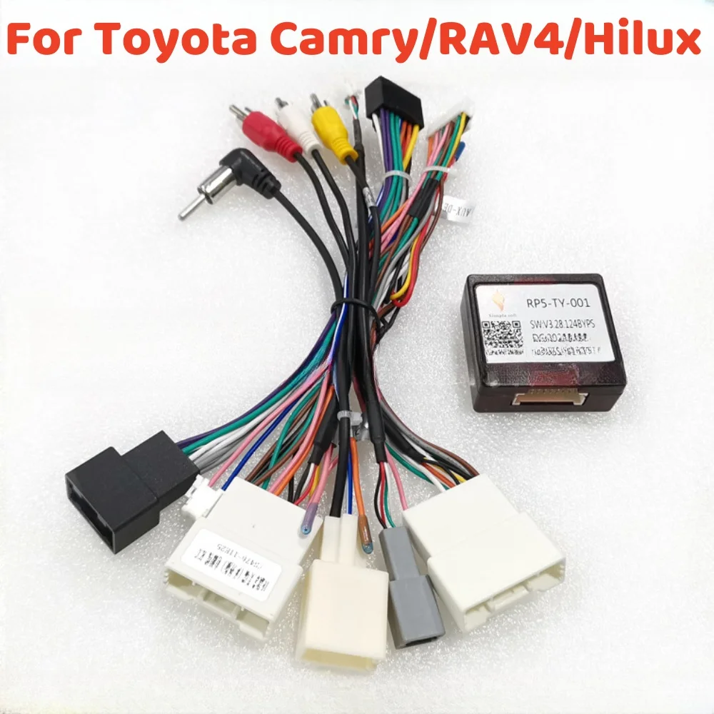Do Toyota RAV4/Corolla/Camry/Avalon 2018/Hilux 2022 Android 2 Din GPS Radio samochodowe Canbus RP5-TY-001 Wiązka przewodów Kabel zasilający