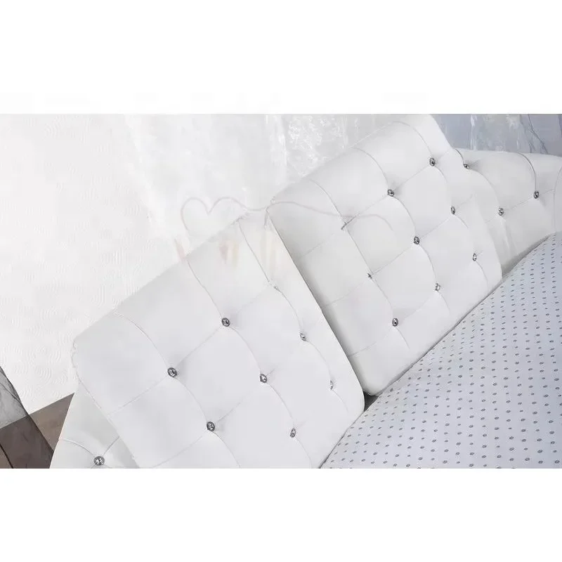 Modern Furniture Latest White Leather Double Round Bed