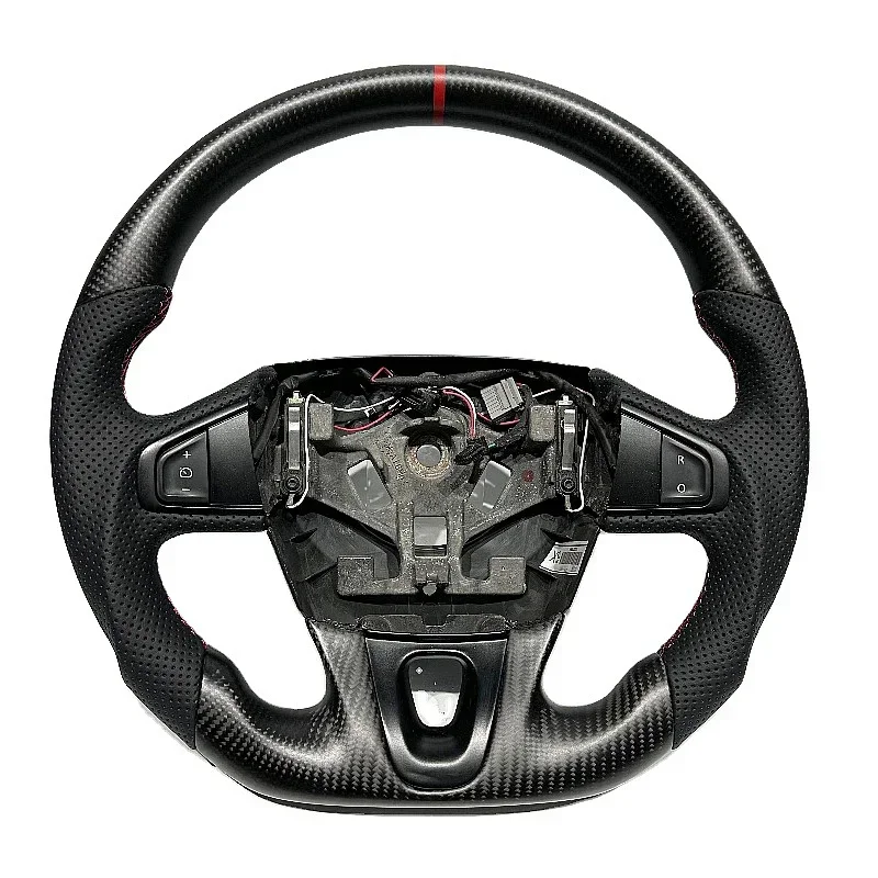 Volante Sportivo in Pelle Traforata e Fibra di Carbonio Nera, Stile Classico, per Renault Megane 3 e Megane RS, Accessori Interni Auto, il Più Popolare