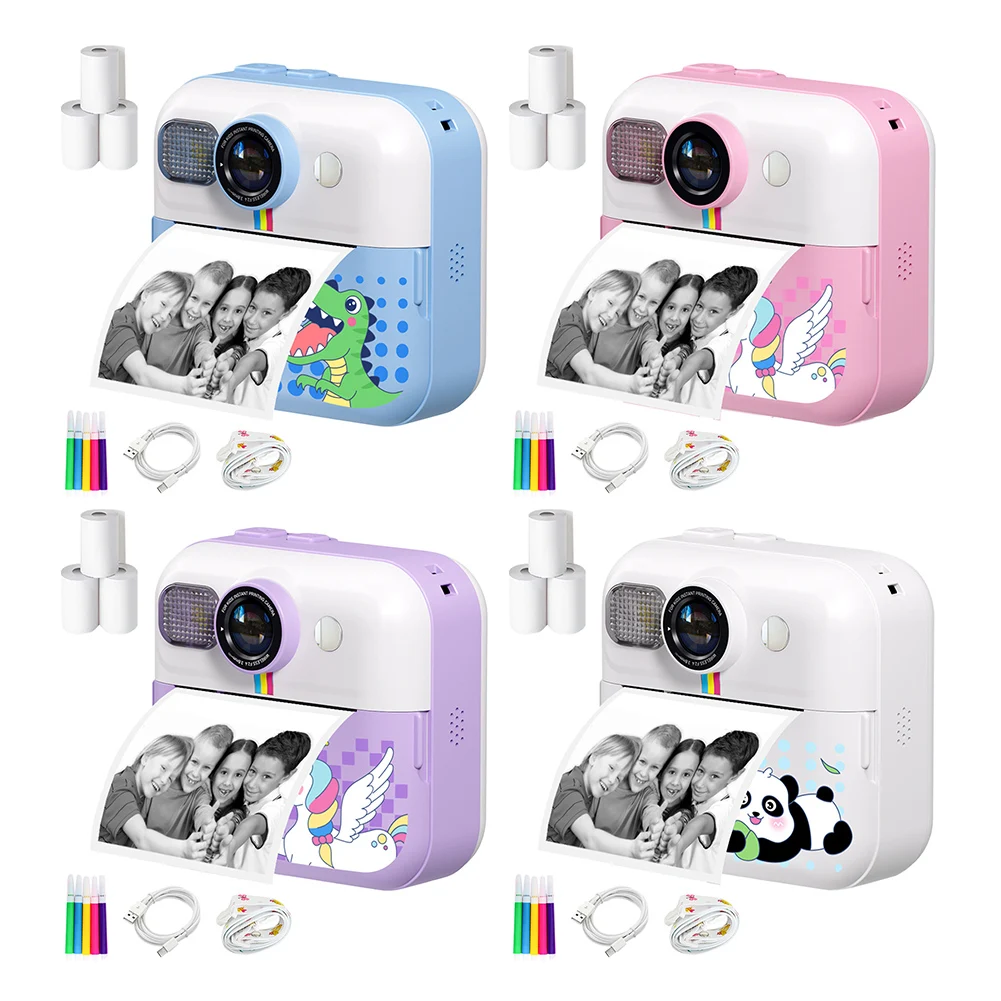 Kids Mini Instant Print Camera with 3 Rolls Print Paper Child Digital Camera Digital Photo Camera Toy for Girls Boys Aged 3-12