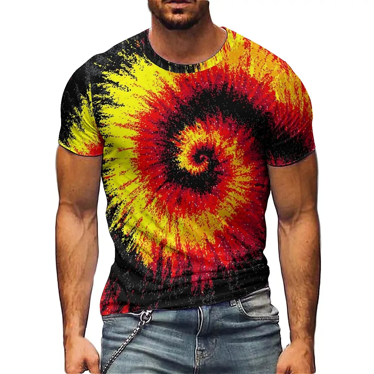 

Daily Wear Relaxed Gym Men's 3D Printed Short-Sleeve T-Shirt - Full-Body Print Top