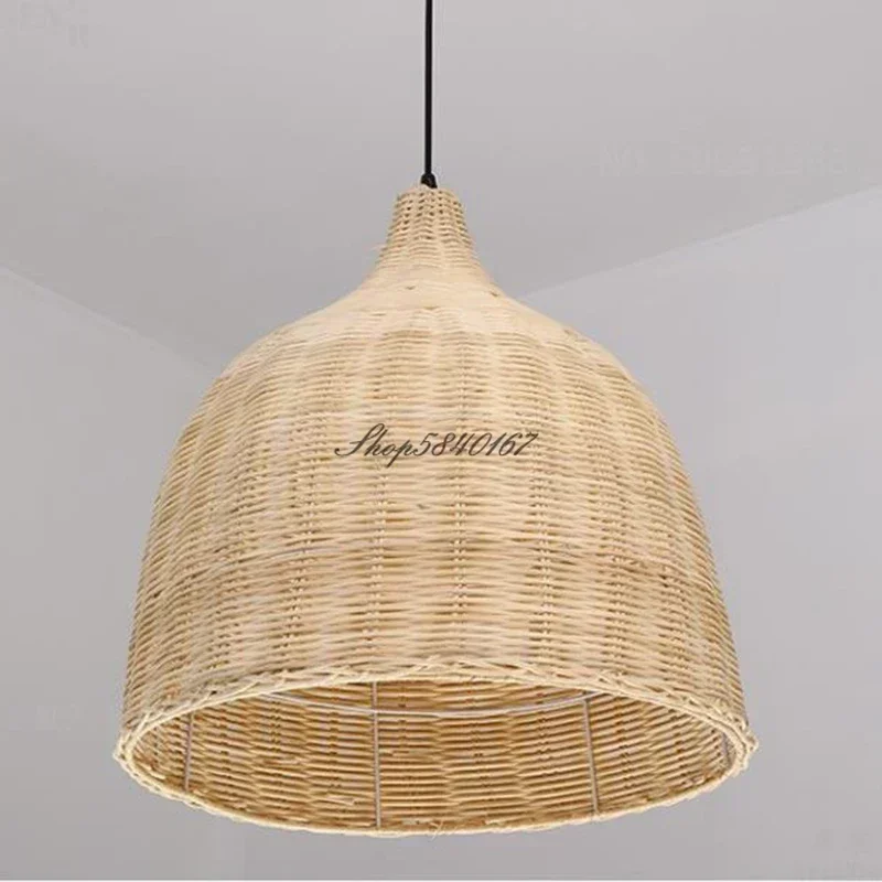 Handmade Rattan Woven Pendant Lamps Chinese Style Hanglamp for Restaurant Cafe Shop Dining Room Home Decor Loft Suspension E27