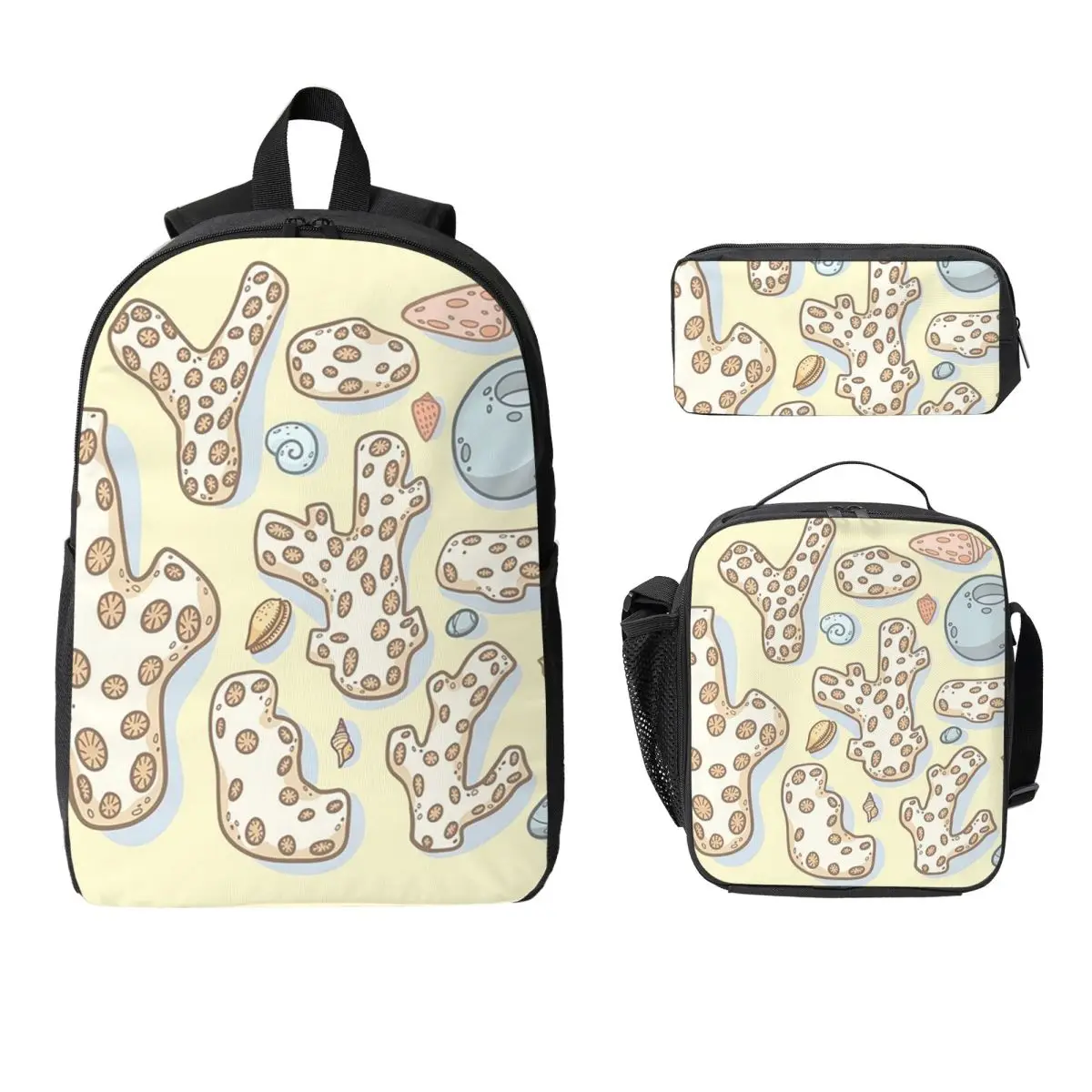 

Beach Treasures Backpack Student Boys Girls BookBag School Bag Computer Shoulder Bags 3ps Insulated Lunch Bag Pencil Case