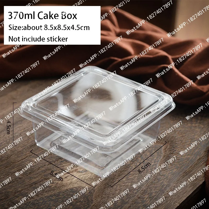 50pcs Tiramisu Container with Lid Square Plastic Cake Packaging Box 370ml Disposable Baking Food Mousses Dessert Cup
