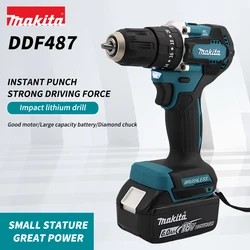 Makita DDF487 18V Portable Cordless Power Drill Impact Screwdriver Cordless Brushless Electric Drill Rechargeable Battery