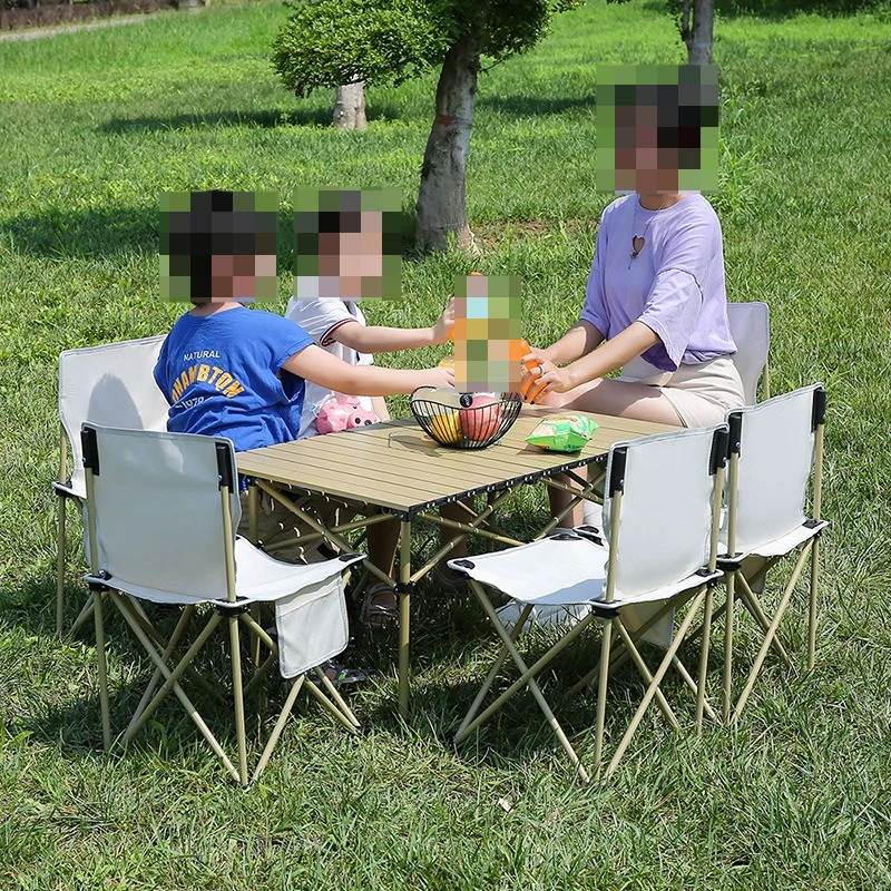Outdoor Folding Chicken Rolls Table Chair Suit Wilderness Camping Folding Chairs Tables Foldable Camping Table Picnic Portable