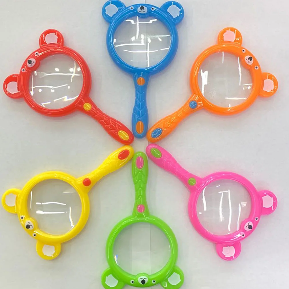 10 pçs lupa colorida crianças ferramenta de observação dos desenhos animados lente portátil para a natureza ao ar livre