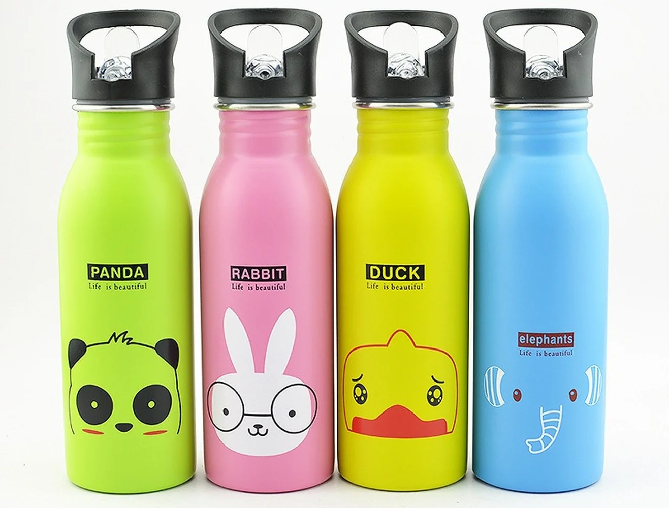 500ML Children\'s Stainless Steel Sports Water Bottles Portable Outdoor Cycling Camping Bicycle Bike Kettle Kid Cups