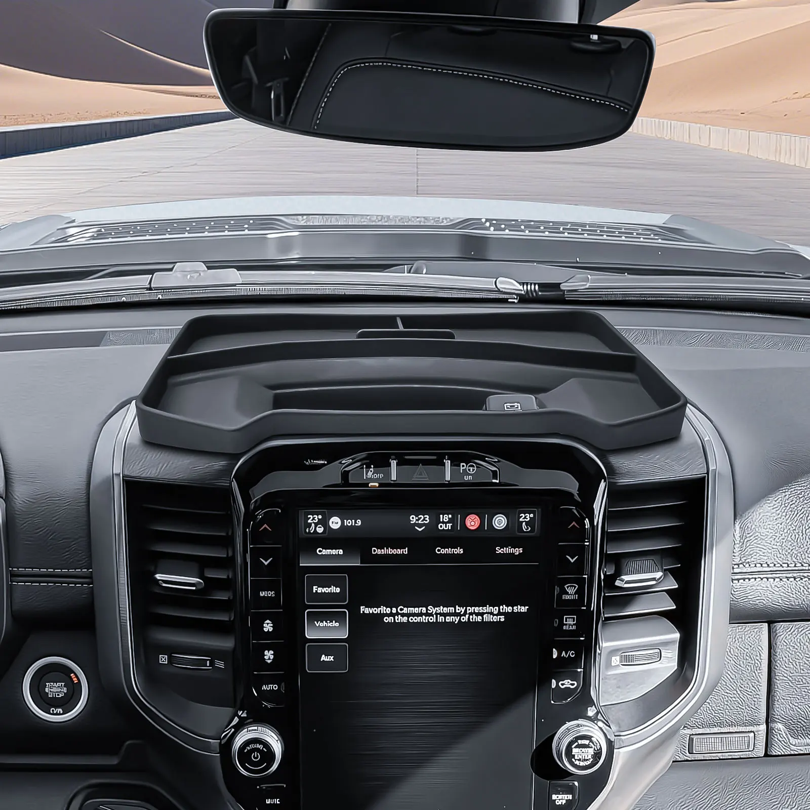 Center Console Dashboard Storage Organizer Tray for 2019-2025 Dodge RAM 1500 Interior Dash Board Behind Screen 12 Inches Car Box - Detail 1