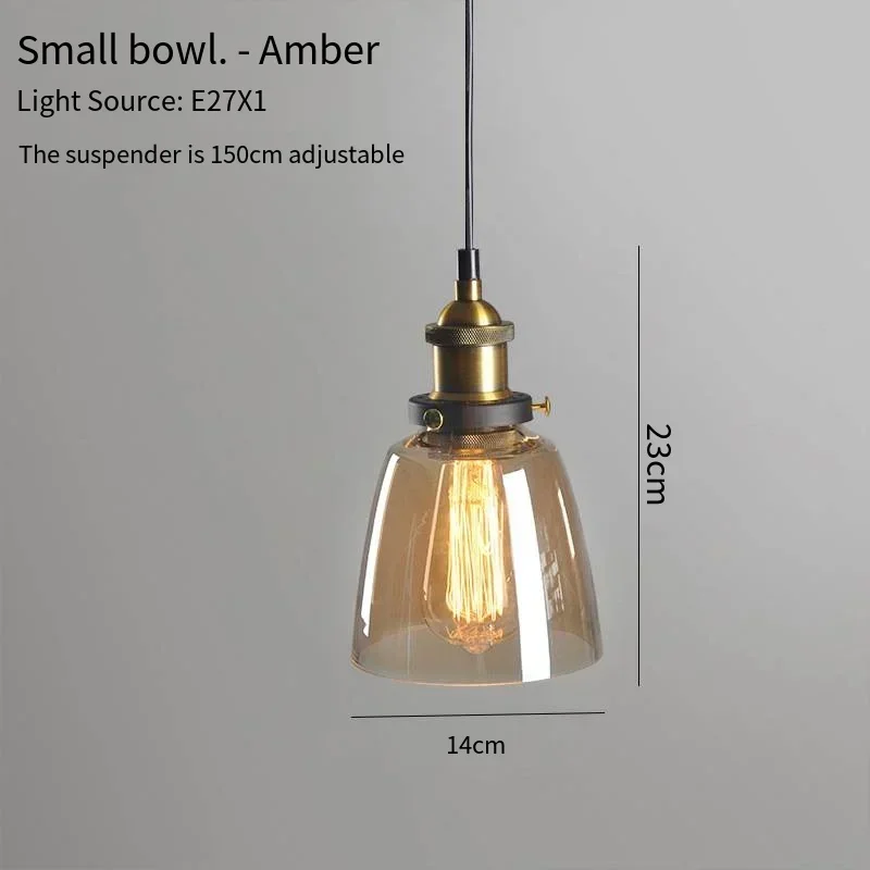 Creative American Retro  Led  Suspension Light Bedroom Home Decors Accessories Amber Color Glass Hanging  Lamp