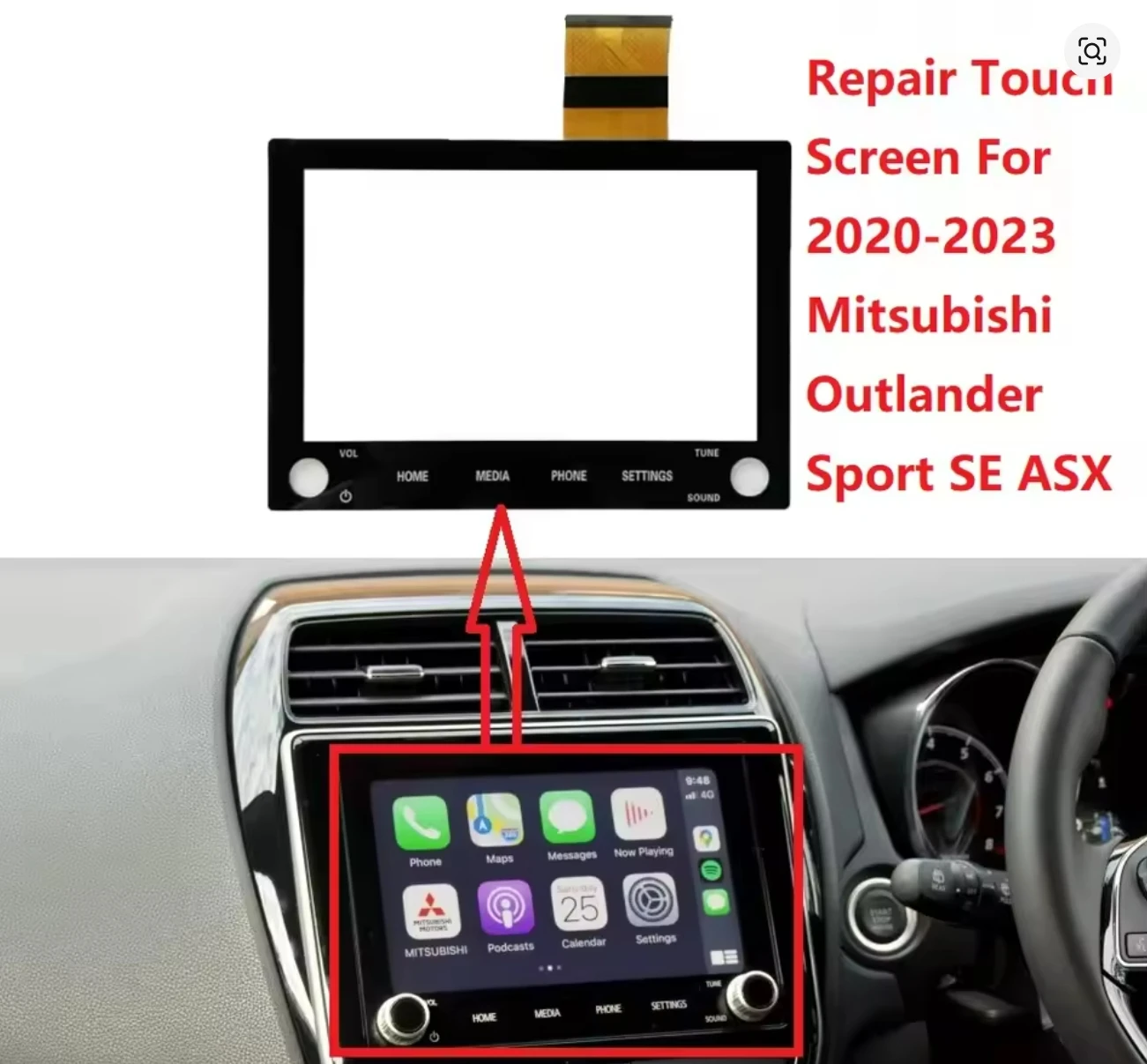 

Новый сенсорный экран для Mitsubishi Outlander Sport SE ASX 2020-2023, сенсорная панель GPS-навигации, стеклянный дигитайзер, замена сенсора