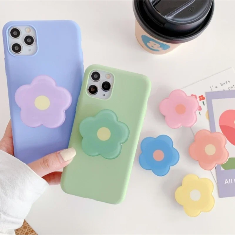 Mobile Phone Grip Holder Socket Pocket Korean Cute Flower Grip Support For iPhone 15 Samsung Finger Ring Griptok Expanding Stand - view 3