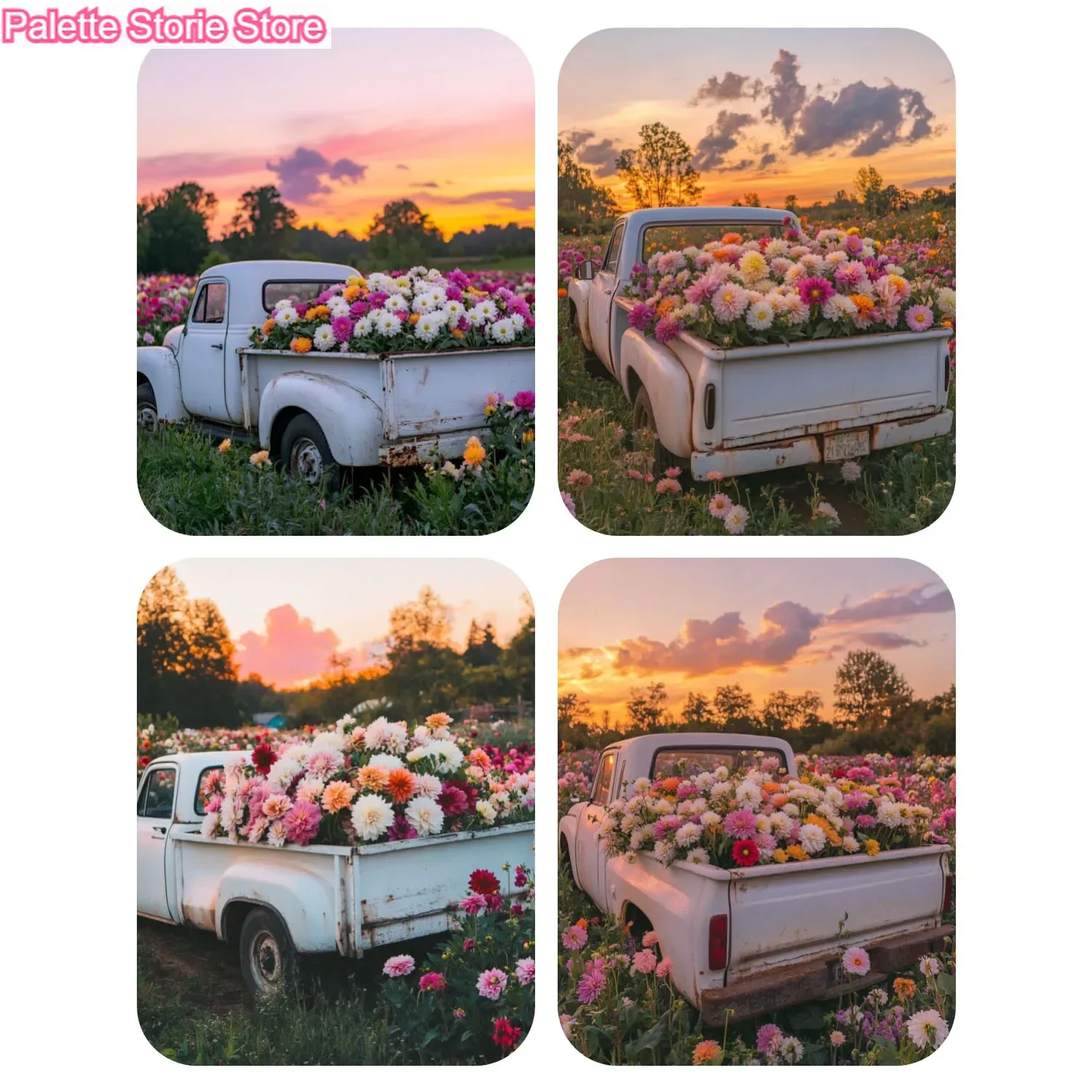 

(Бесплатная)Ручная роспись автомобиля, наполненная цветами, пейзажная акриловая картина по номерам, сделай сам, холст, искусство, украшение для дома, сюрприз