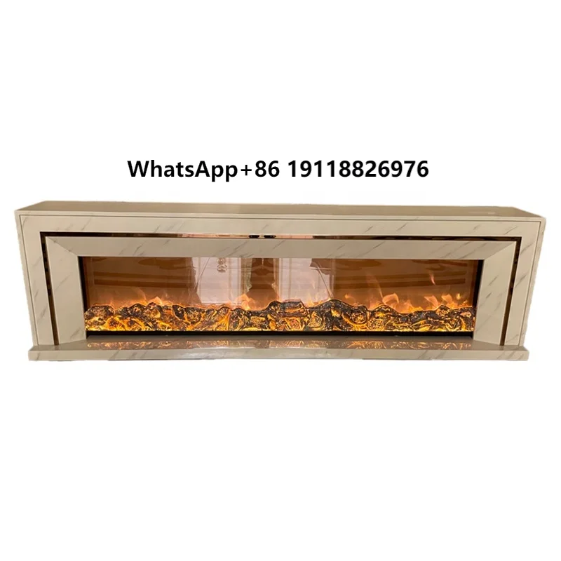 

Modern Simple Light Luxury Italian Minimalist TV Cabinet Fireplace Decoration Heating Marble White