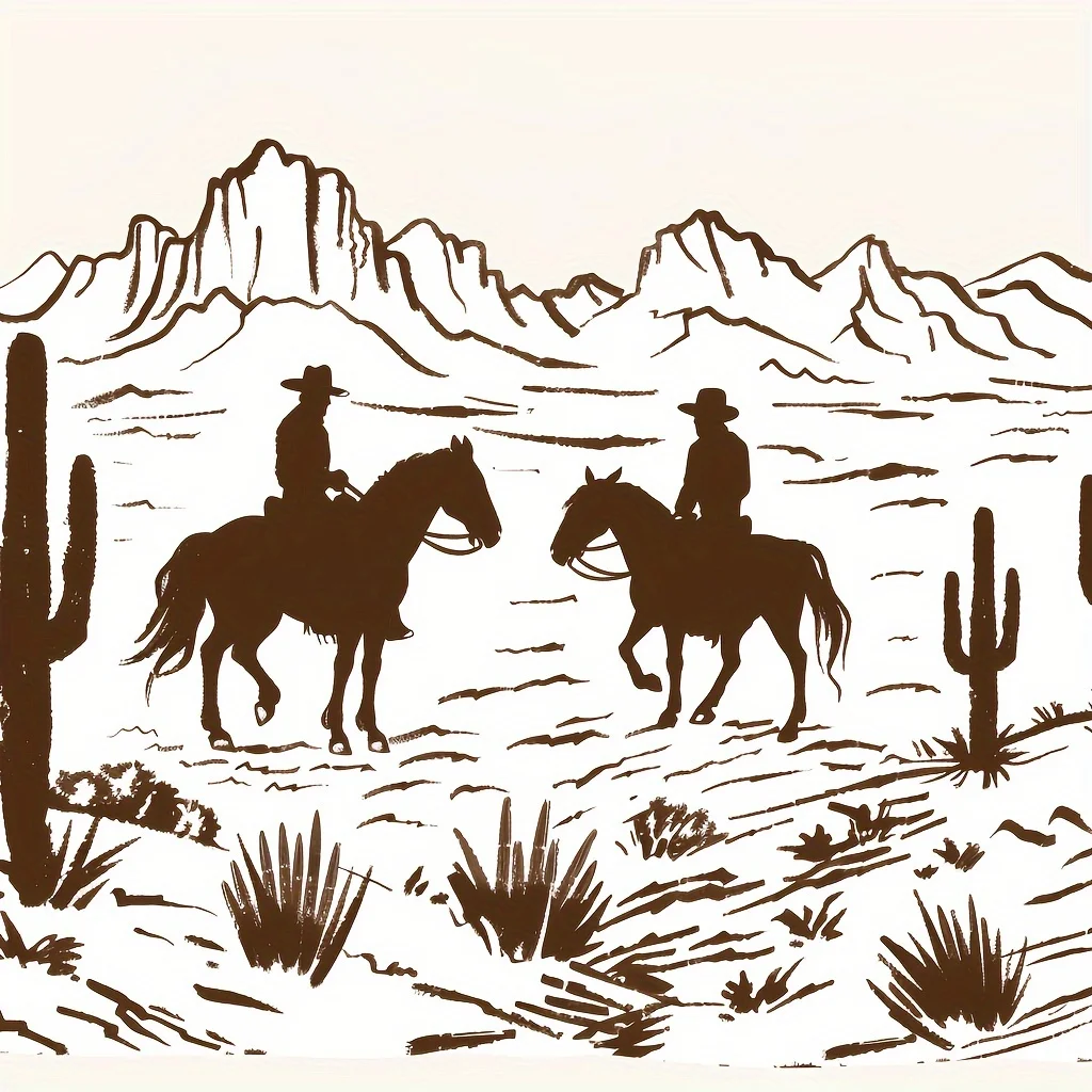 Cowboy Journey Art Tapestry - Unique Desert Landscape Design for Modern Home Decor - Adds Adventure to Any Room